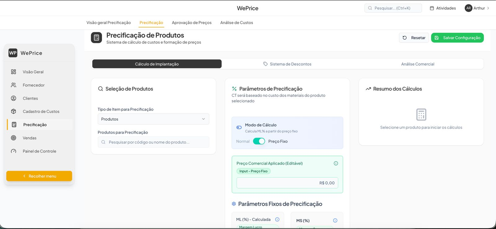 WePrice: análise de margem